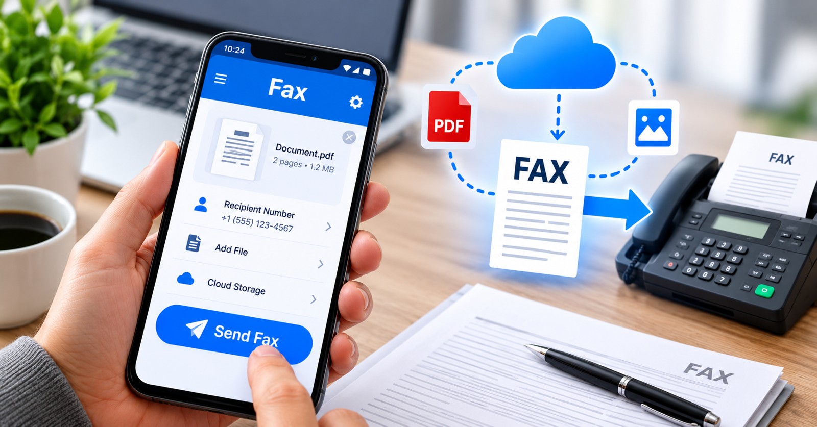 Online fax and mobile document transmission