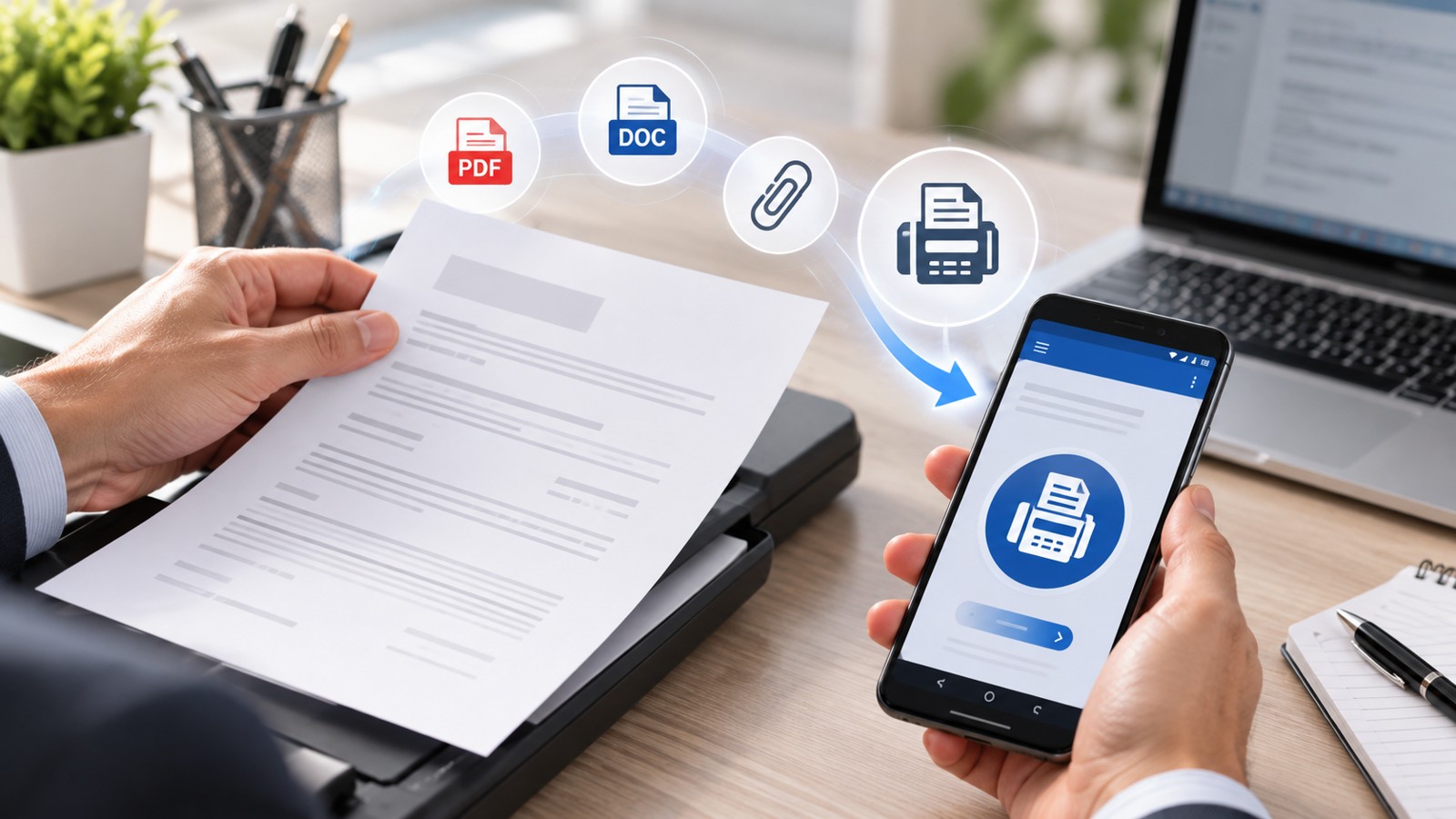 Mobile and online fax document transmission