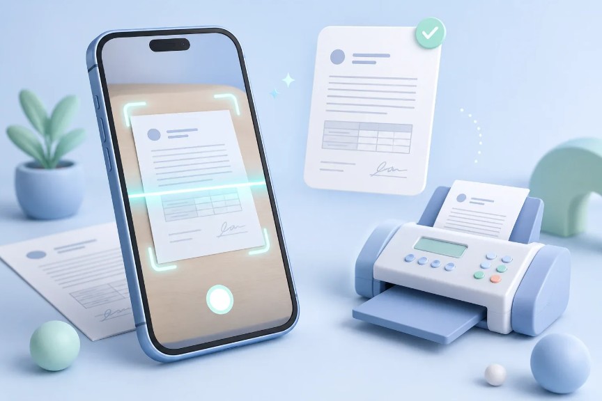 Mobile and online fax document transmission
